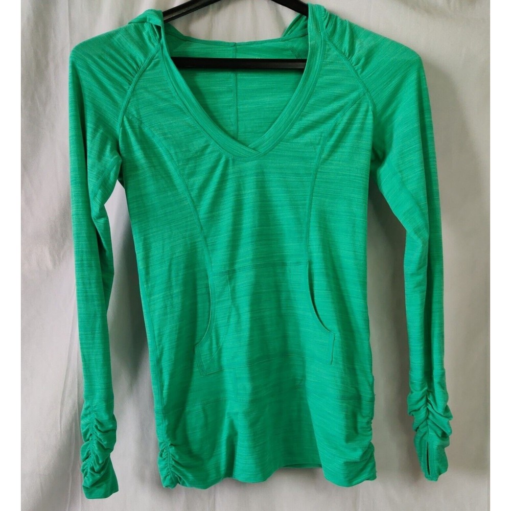 Zella Hoodie  XS Green Space-dyed Shirt Pullover Hooded Jacket